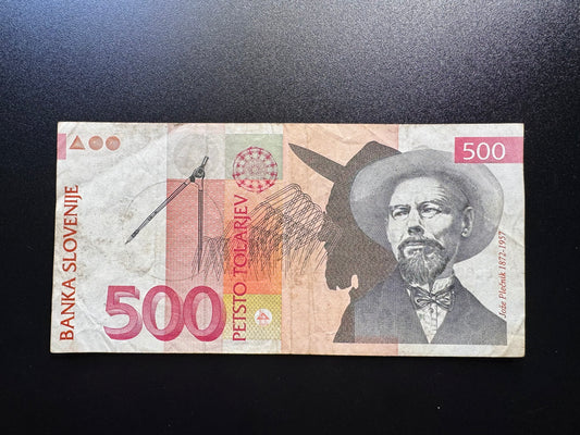 Slovenia 500 Tolar Banknote 1992 Old Circulated Paper Money Bank Bill P-16