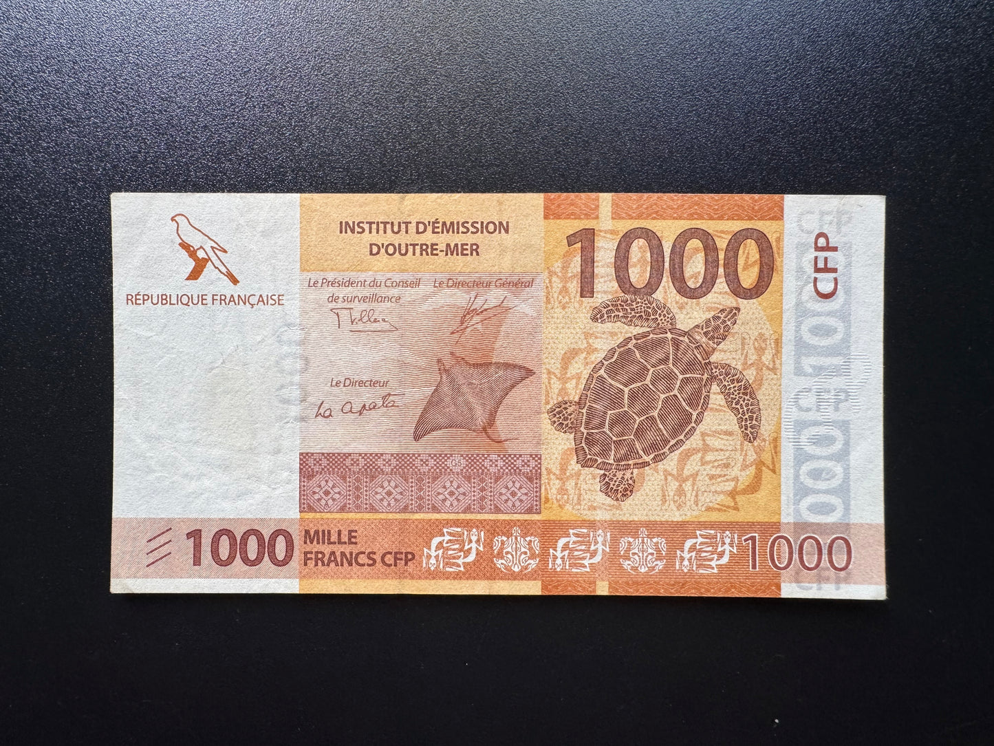 French Pacific Territory 1000 Francs Banknote 2014 VF CFP Bank Bill Note P-6