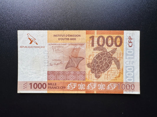 French Pacific Territory 1000 Francs Banknote 2014 VF CFP Bank Bill Note P-6