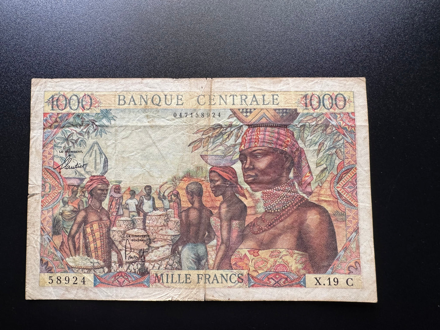 Equatorial African States 1000 Francs Banknote 1963 Old Rare Congo Bank Bill P-5