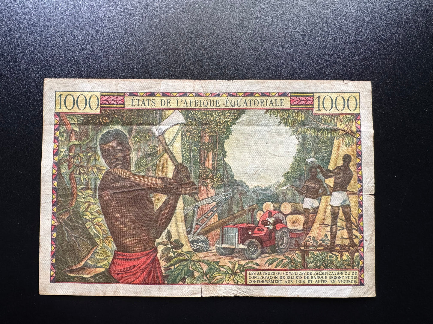 Equatorial African States 1000 Francs Banknote 1963 Old Rare Congo Bank Bill P-5