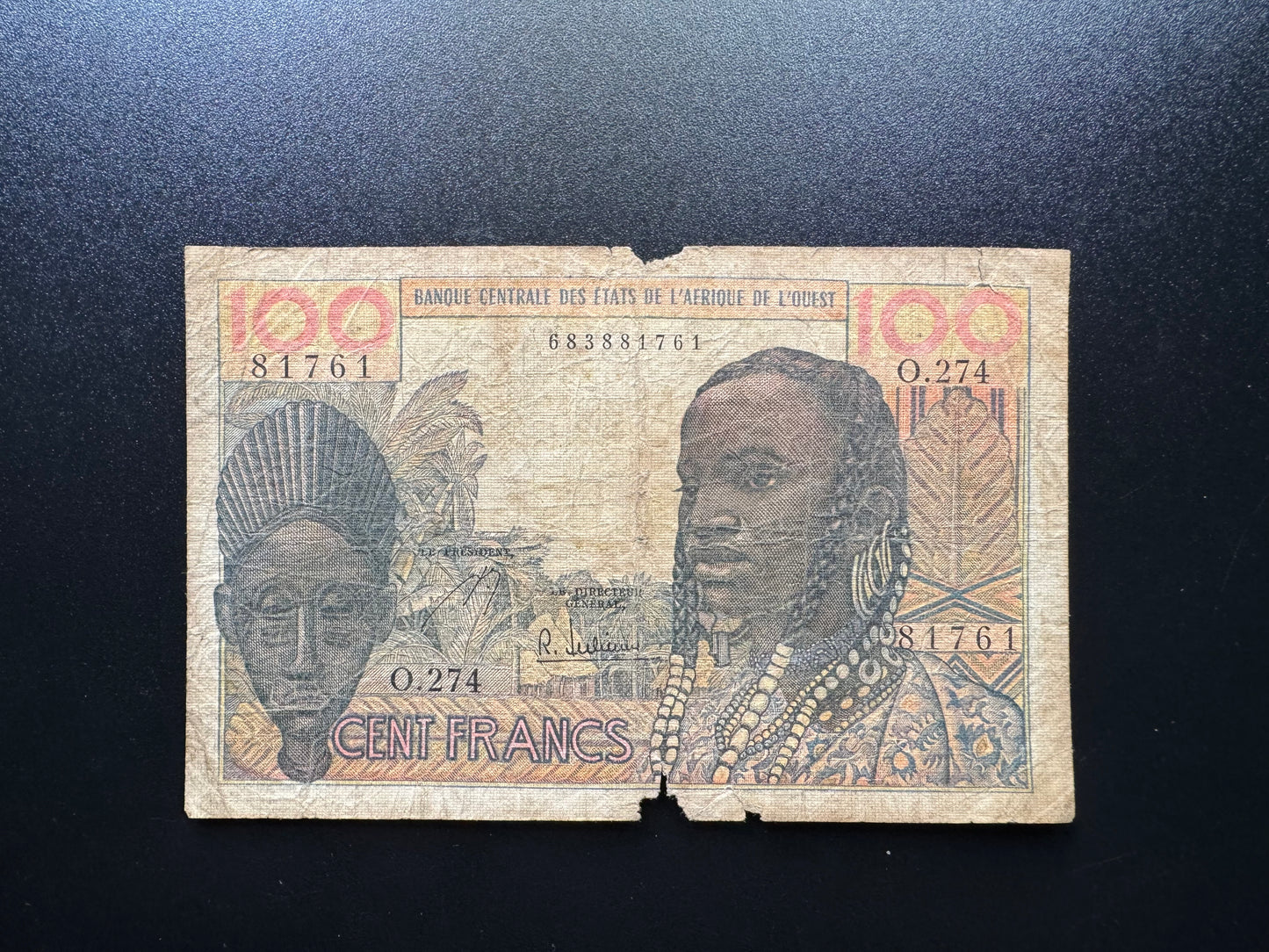 French West Africa 100 Francs Banknote 1962 Old Paper Bank Bill P-2b