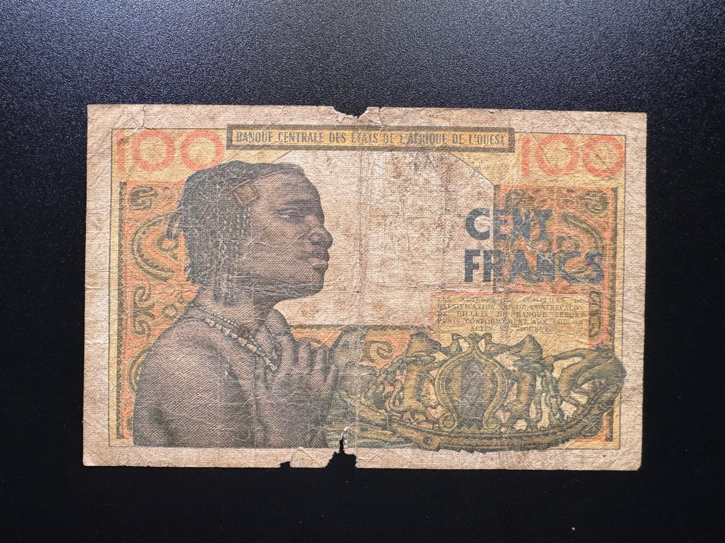 French West Africa 100 Francs Banknote 1962 Old Paper Bank Bill P-2b