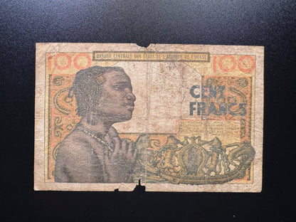 French West Africa 100 Francs Collectible Banknote 1962 | Circulated | P-2b