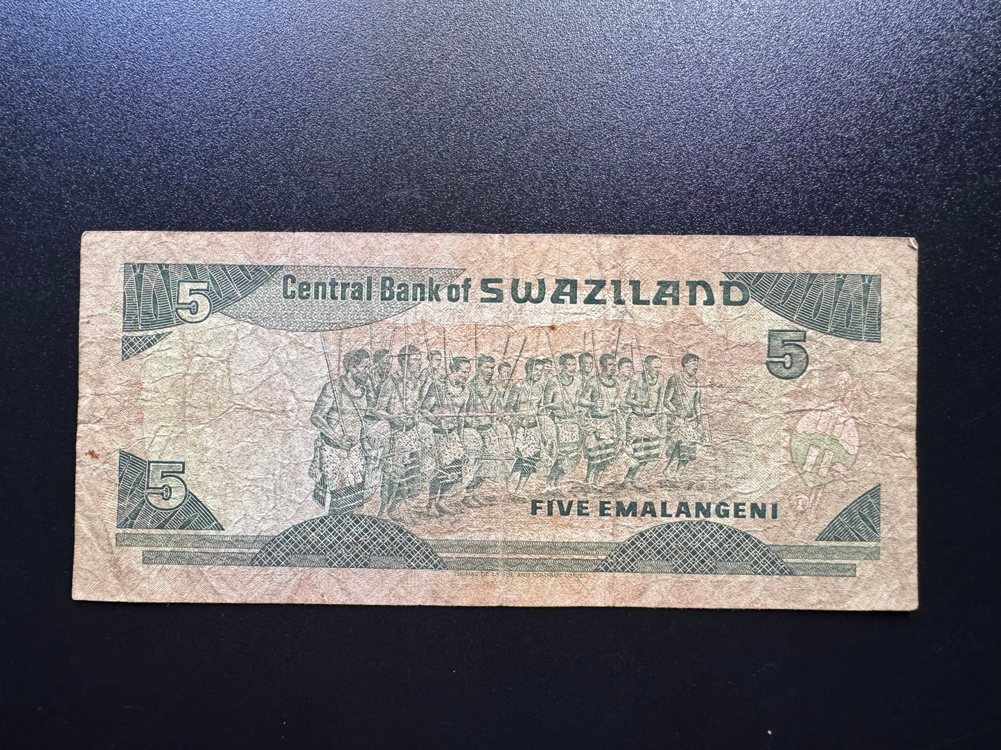 Swaziland 5 Emalangeni Banknote 1987 Old Circulated Paper Bank Bills P-14