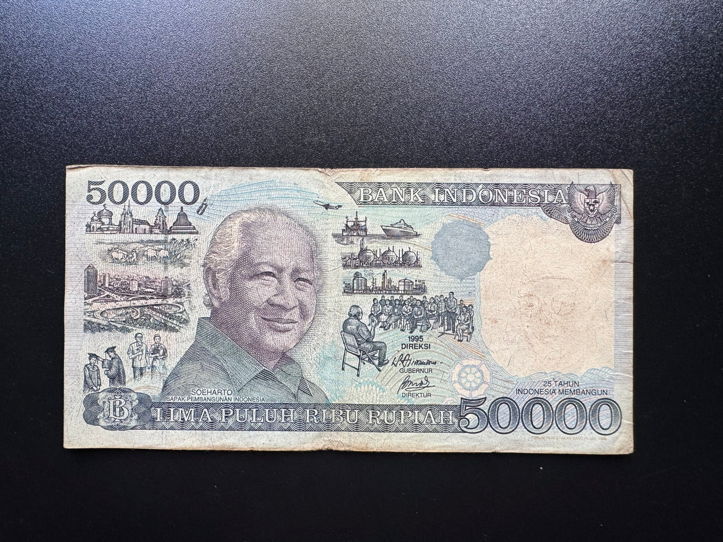 Indonesia 50000 Rupiah Banknote 1995 Vintage Commemorative Paper Bank Bill P-136
