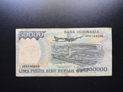 Indonesia 50000 Rupiah Collectible Banknote 1995 | Circulated | P-136 | Commemorative