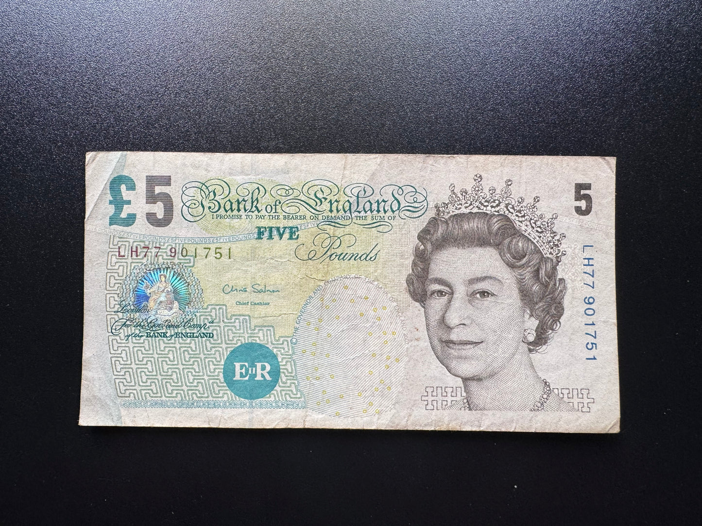 England 5 Pound GBP Banknote 2002 old Circulated Paper Money Bank Bill P-391d
