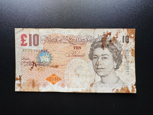 England 10 Pounds Banknote 2000 old Circulated Paper Money Bank Bill P-389e