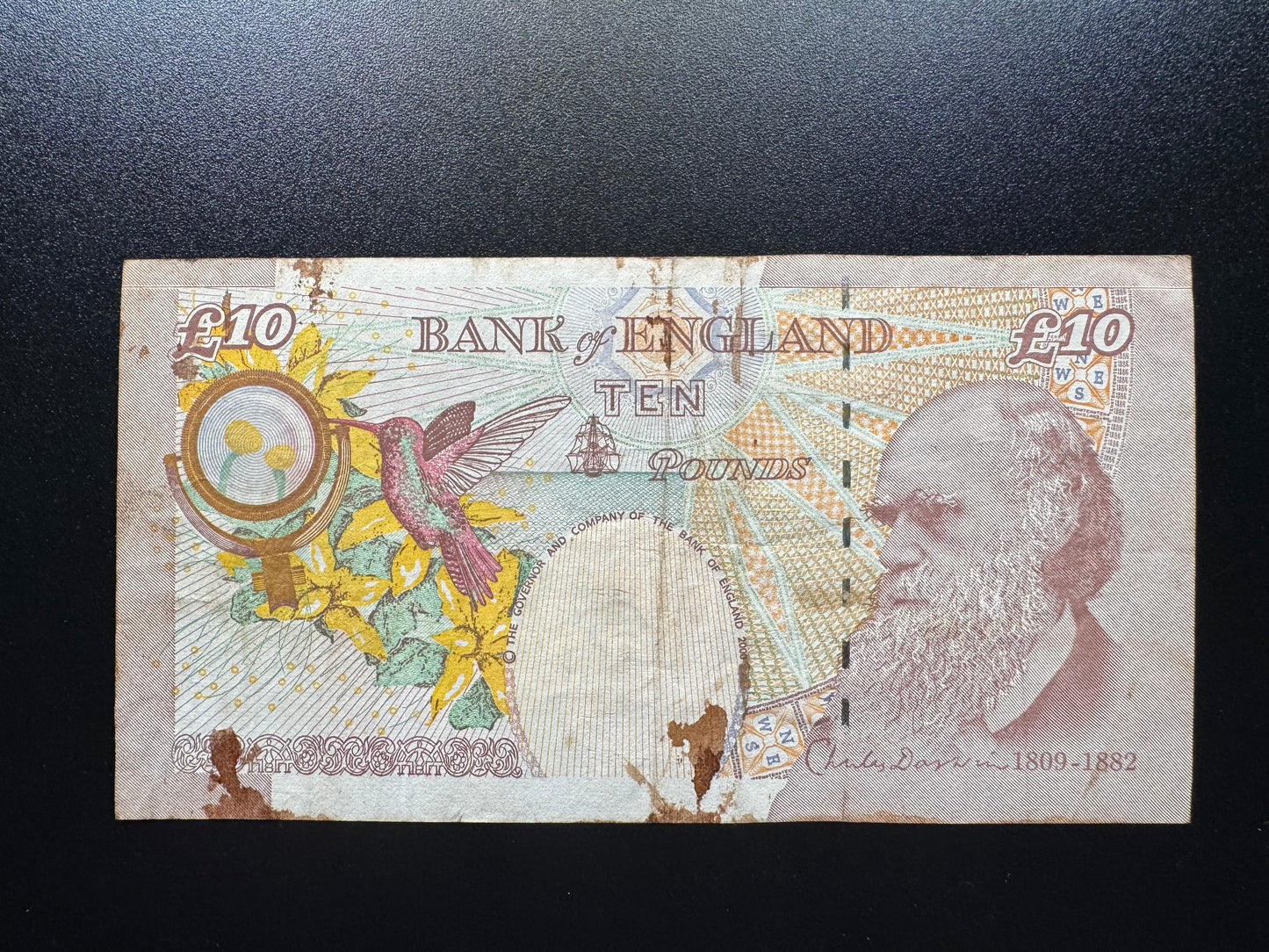 England 10 Pounds Banknote 2000 old Circulated Paper Money Bank Bill P-389e