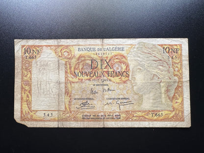 Algeria 10 Francs Banknote 1961 old Circulated Paper Money Bank Bill P-119