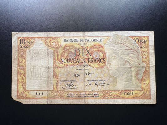 Algeria 10 Francs Banknote 1961 old Circulated Paper Money Bank Bill P-119