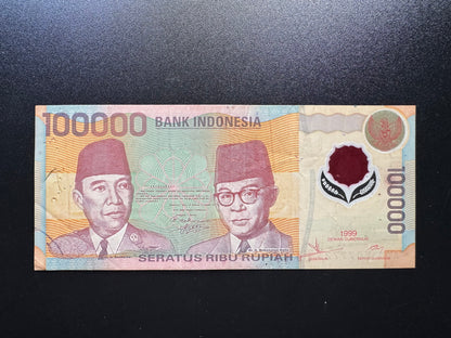 Indonesia 100000 Ripiah Collectible Banknote 1999 | Circulated | Polymer | P-140