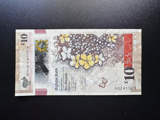 North Ireland 10 Pounds Banknote 2018 Old Circulated Polymer Bank Bill P-W344