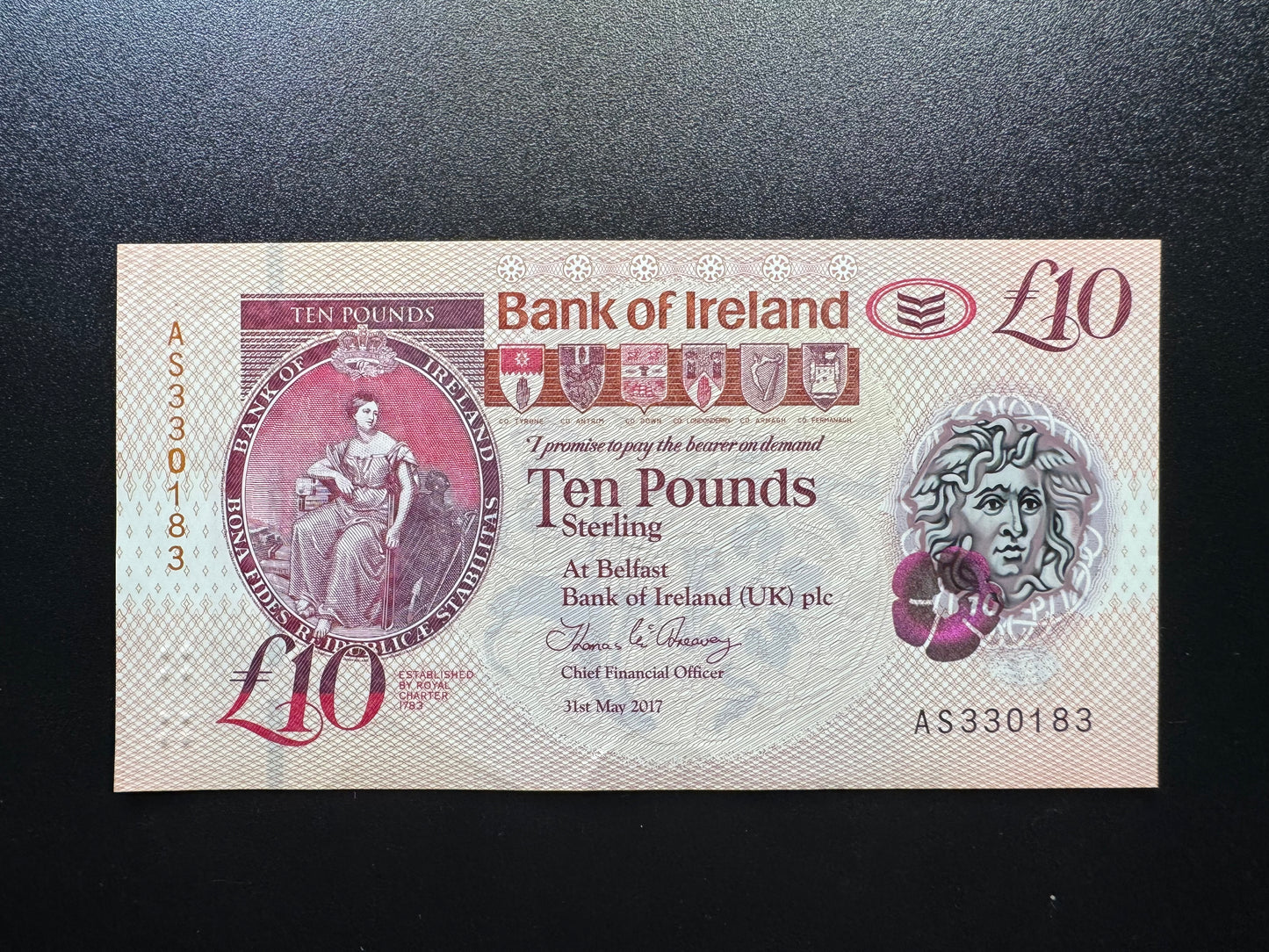 Share North Ireland 10 Pounds Banknote 2017 VF Polymer Money Bank Bills P-79