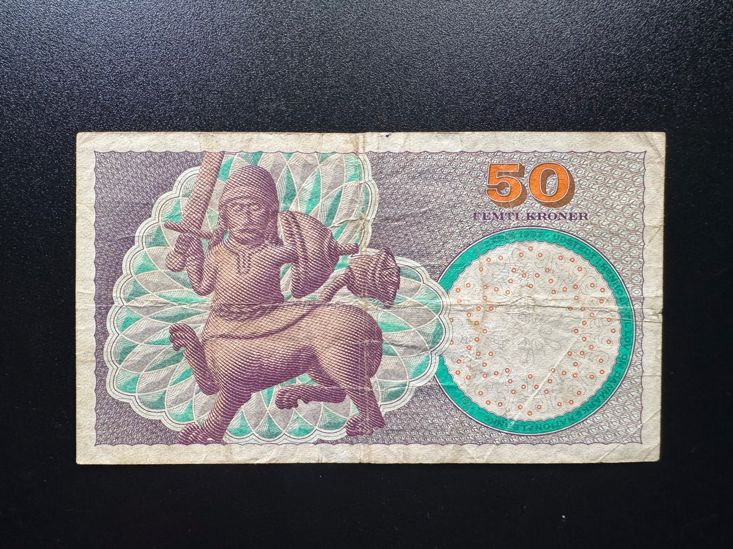 Denmark 50 Kroner Banknote 1999 Old Circulated Paper Money Bank Bills P-55a(2)