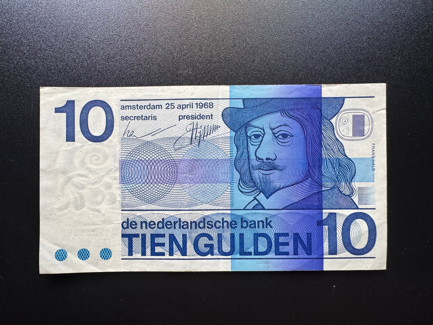 Netherlands 10 Guldens Banknote 1968 Old AUNC-VF Paper Money Bank Bill P-91