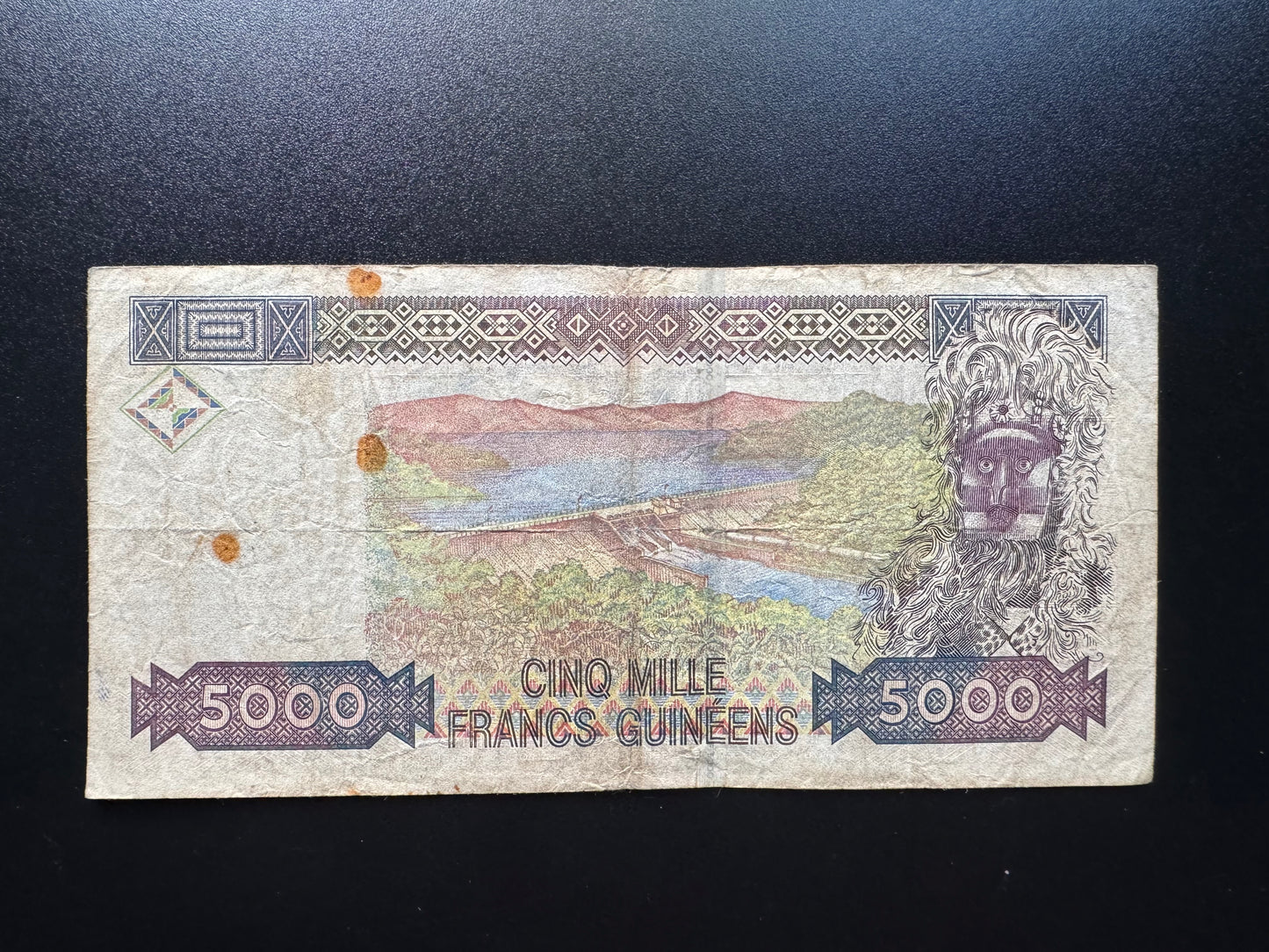 Guinea 5000 Francs Banknote 1998 Old Circulated Paper Bank Bill P-38