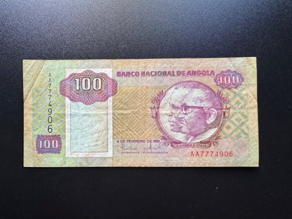 Angola 100 Kwanzas Collectible Banknote 1991 | Circulated | P-126| AA Prefix