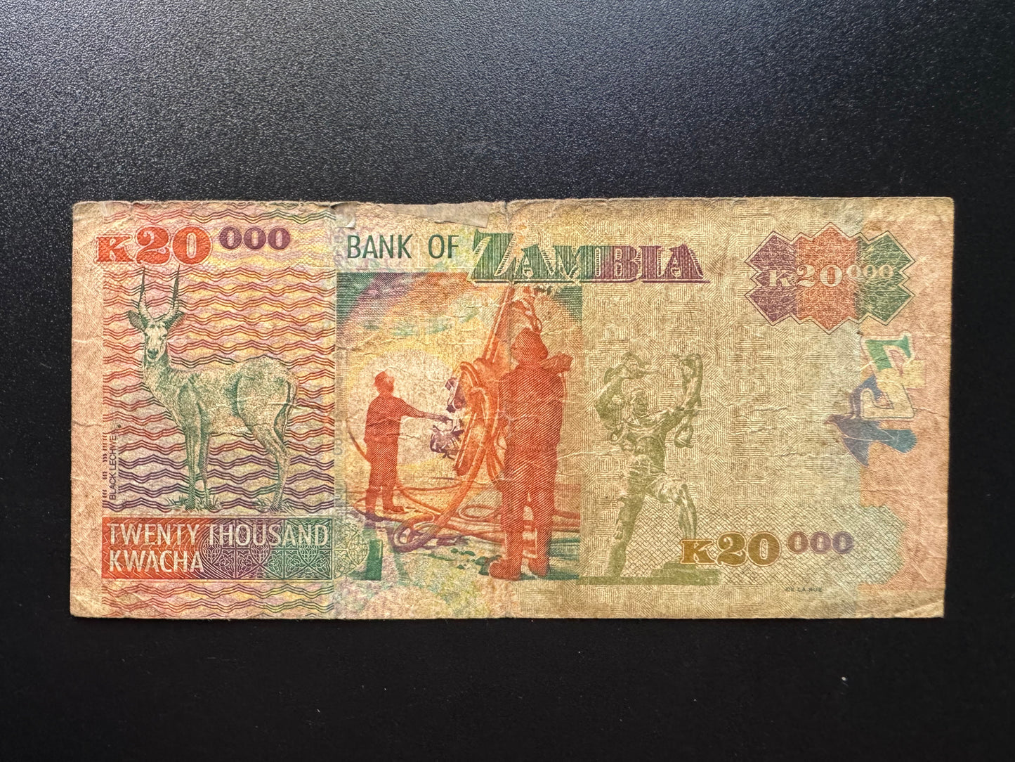 Zambia 20000 Kwacha Banknote 2003 Old Circulated Paper Money Bank Bill P-47a