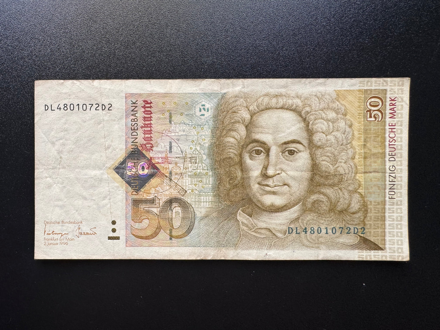 Germany 50 Mark Banknote 1996 Old Circulated Holographic Device issue Bill P-45