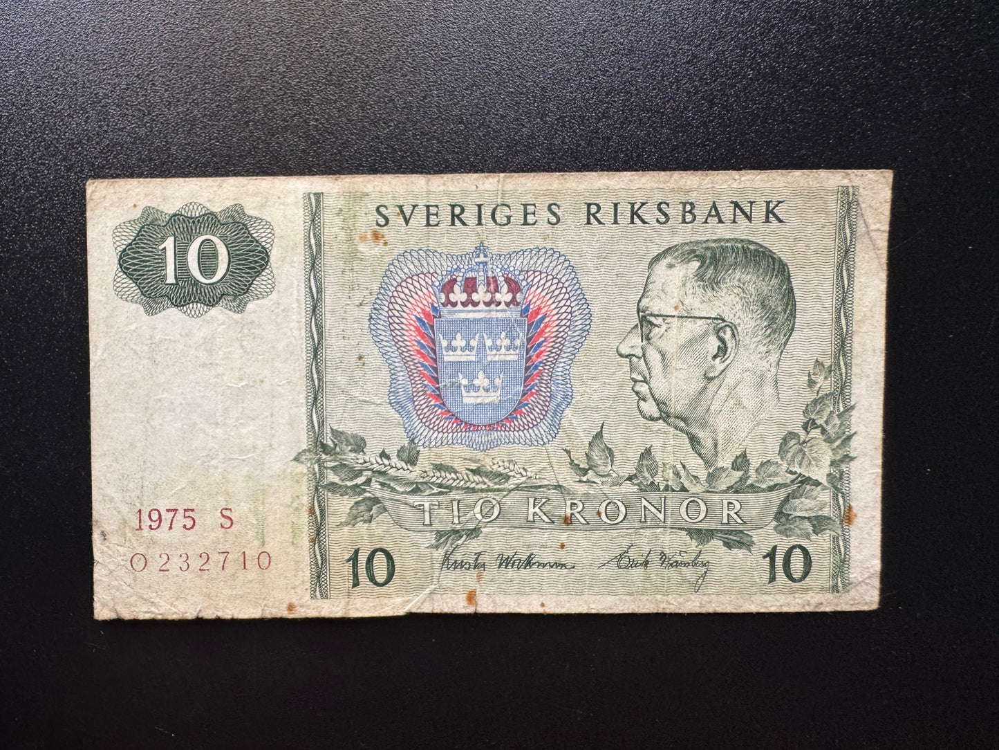 Sweden / Swedish 10 Kronor Banknote 1975 Old Circulated Paper Bank Bill P-52