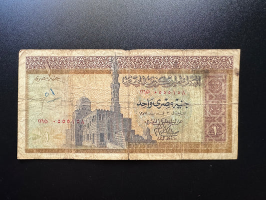 Egypt 1 Pound Banknote 1976 Old Vintage Circulated Paper Money Bank Bill p-44c