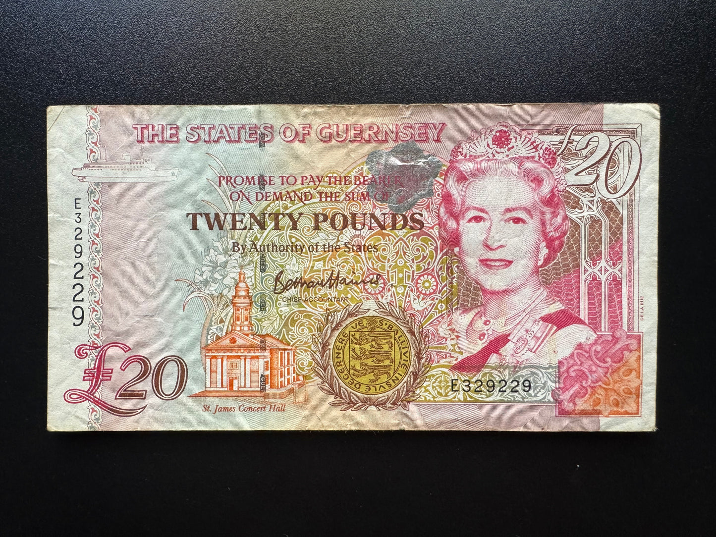 Guernsey 20 Pounds Banknote 1996 old Circulated Paper Money Bank Bill P-58c