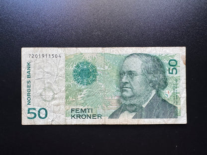 Norway 50 Kroner Collectible Banknote 1998 | Circulated | P-43