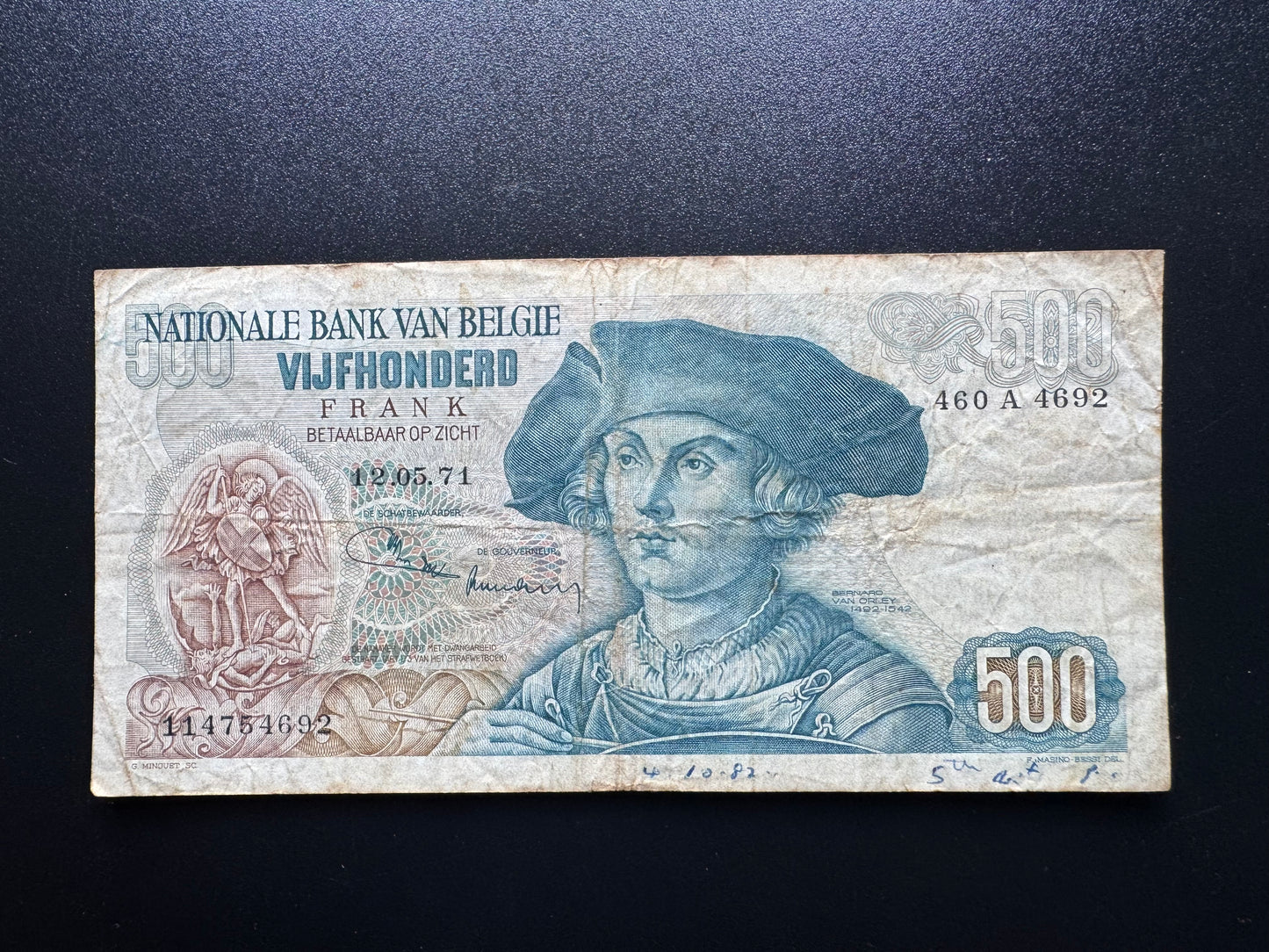 Belgium 500 Francs Banknote 1971 old Circulated Paper Money Bank Bill P-135b
