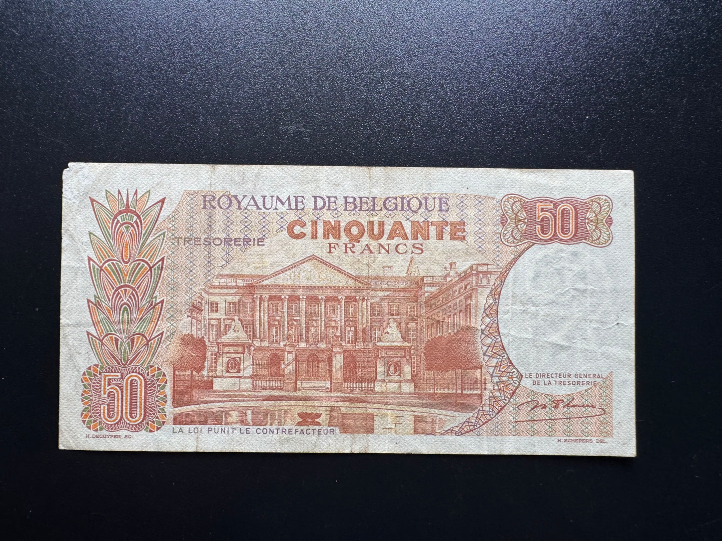 Belgium 50 Francs Banknote 1966 old Circulated S/N Z-Numbers Paper Money P-139
