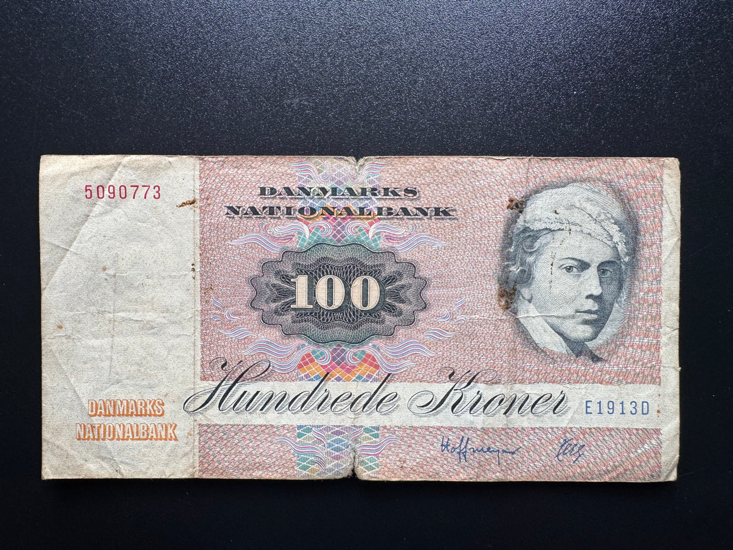 Denmark 100 Kroner Banknote 1972 Old Circulated Paper Money Bank Bill P-51