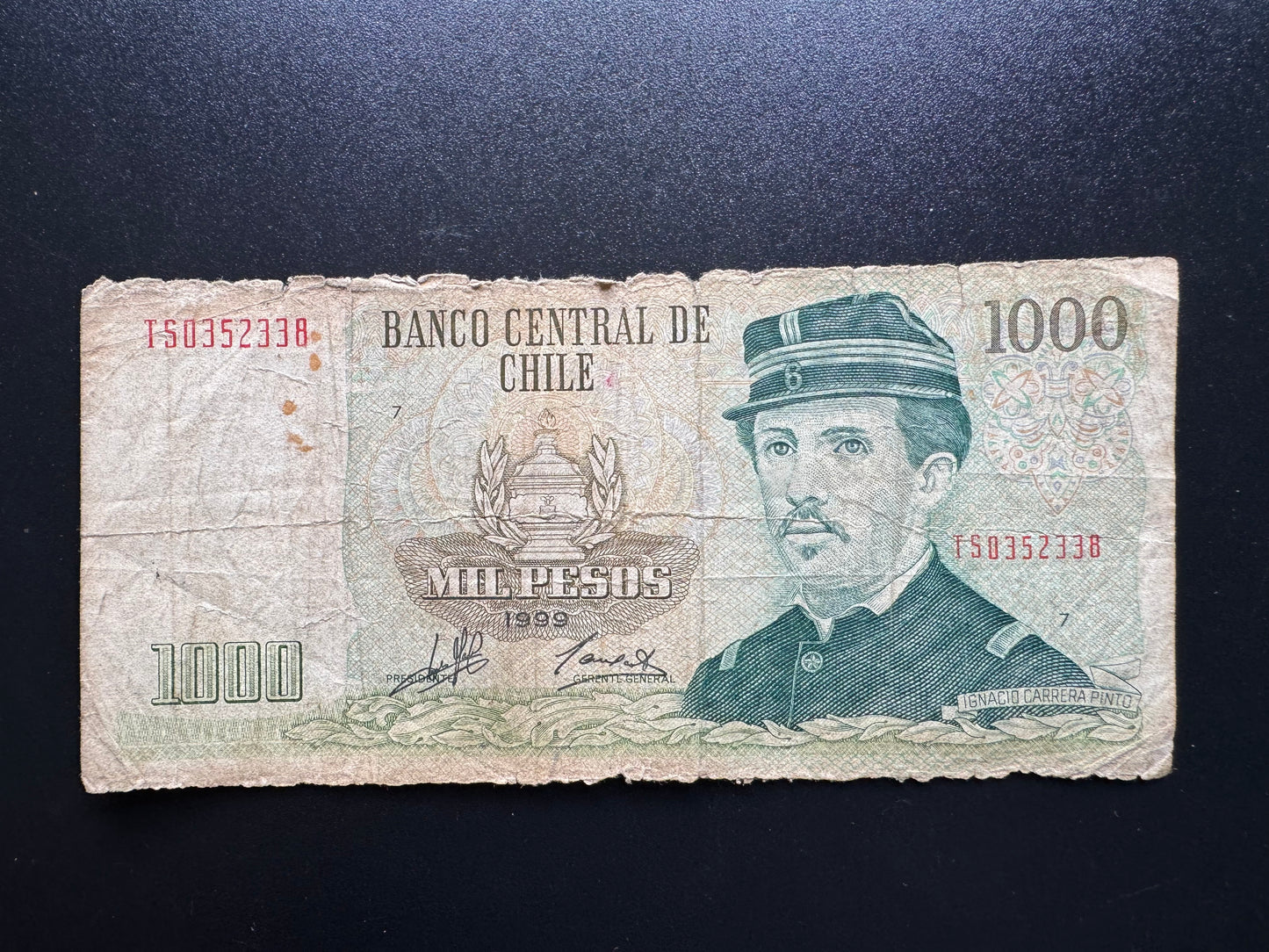 Chile 1000 Pesos Banknote 1999 Old Circulated Paper Money Bank Bill P-154f