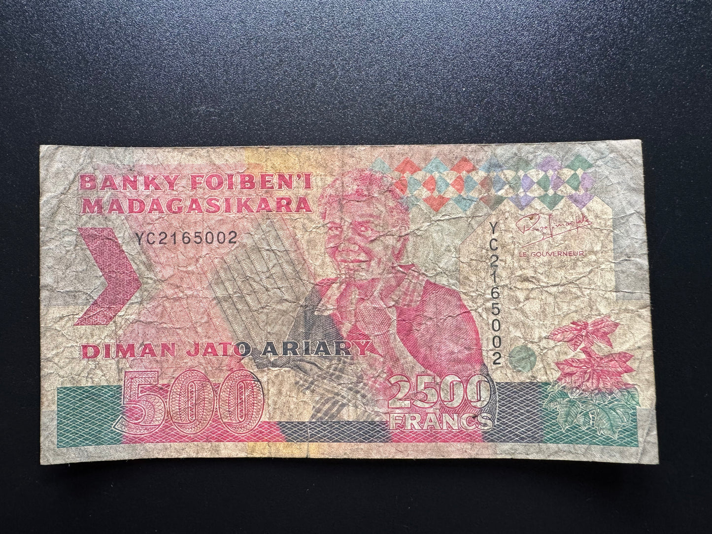Madagascar 2500 Francs Banknote 1993 old Circulated Paper Bank Bill P-72a