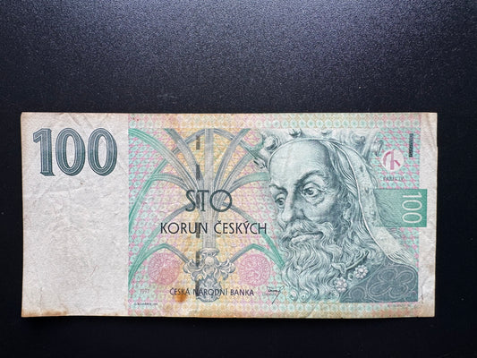 Czech 100 Koruna Banknote 1997 Old Circulated Paper Money Bank Bills P-18