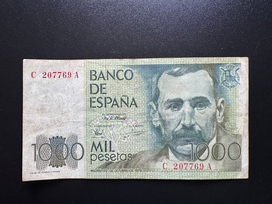 Espana / Spain 1000 Pesetas Banknote 1979 Old Circulated Paper Bank Bill P-158