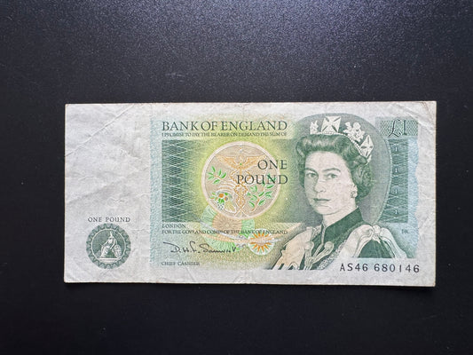 England 1 Pound GBP Banknote 1984 old Circulated Paper Money Bank Bill P-377b