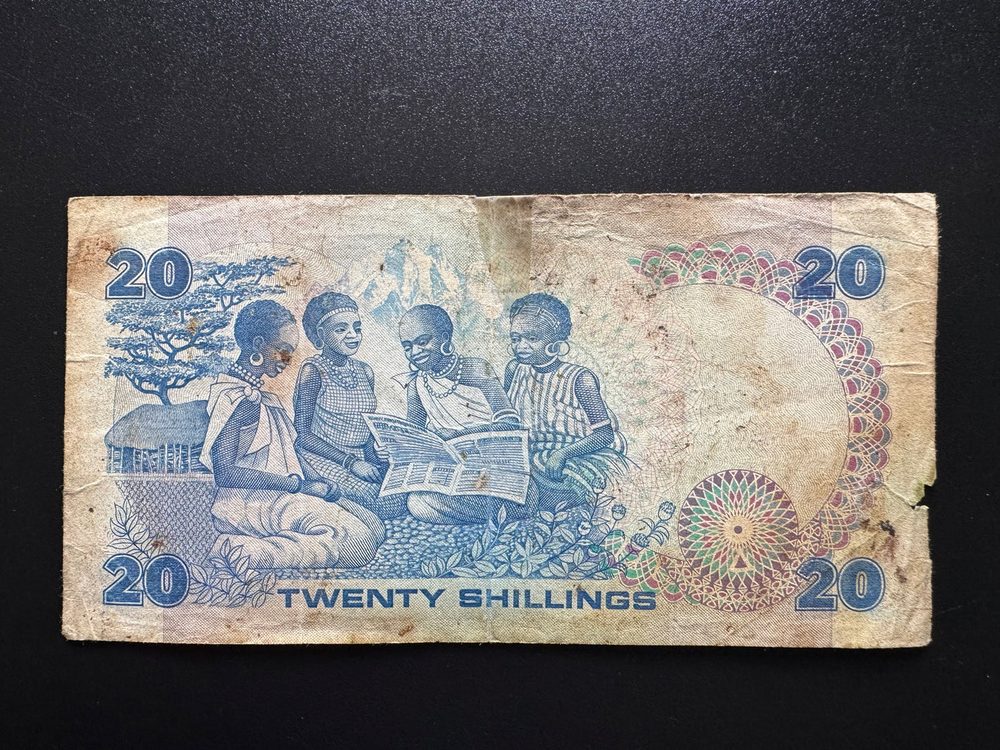 Kenya 20 Shillings Banknote 1985 old Circulated Paper Money Bank Bill p-21d