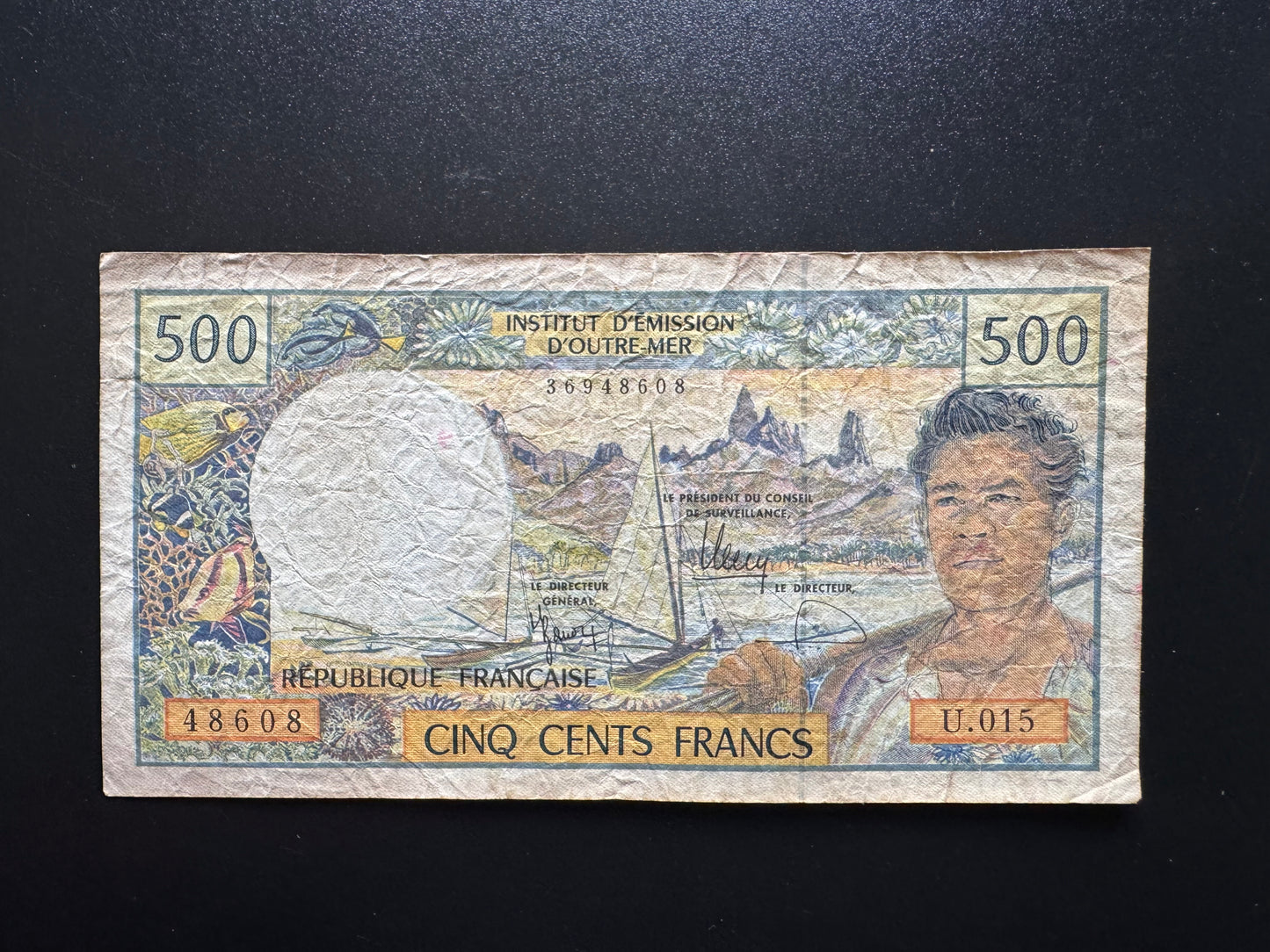 French Pacific Territory 500 Francs Banknote ND (1990-2012) CFP Bank Bill P-1g