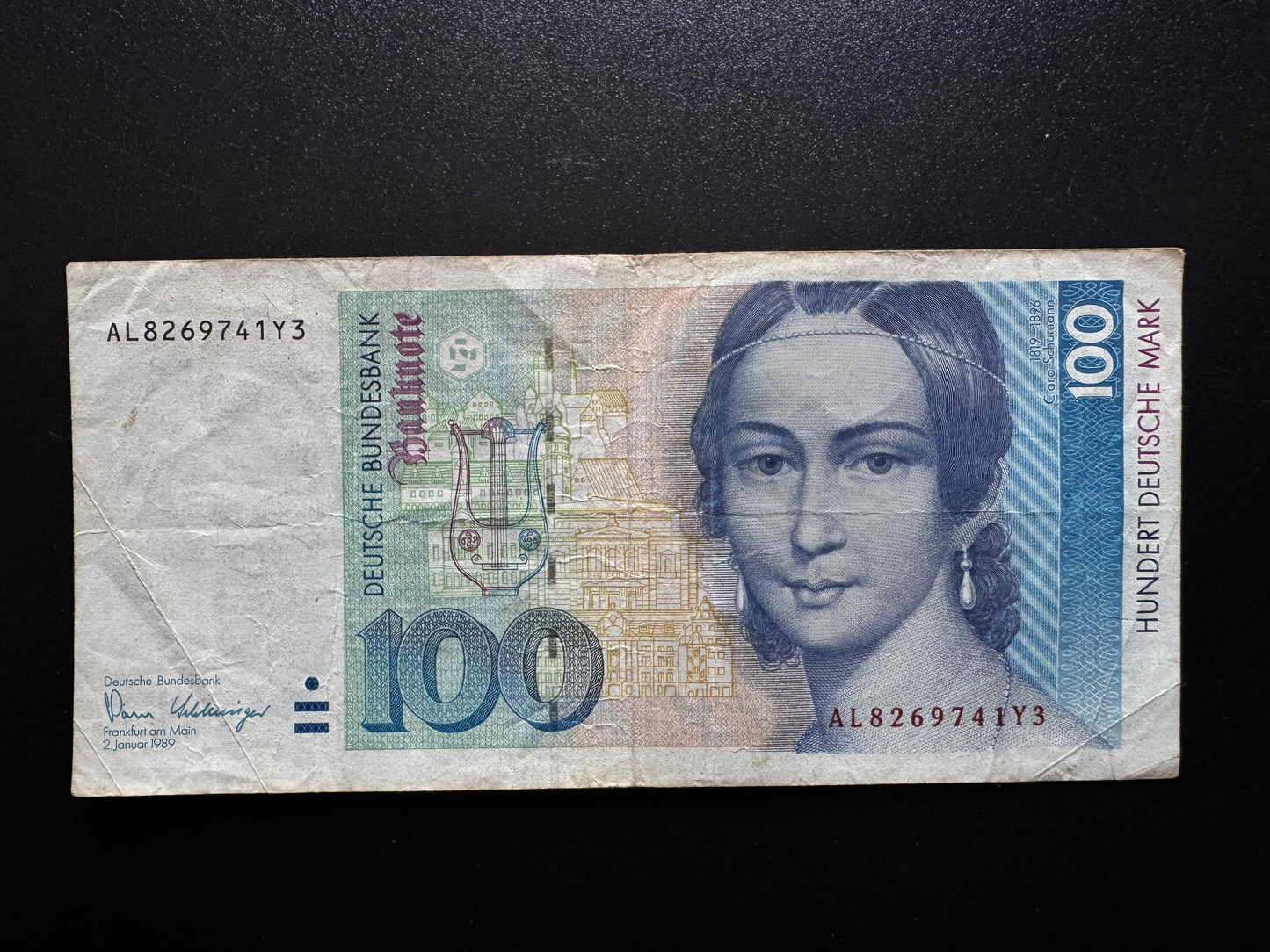Germany 100 Mark Banknote 02,01, 1989 Rare Date Circulated Paper Bank Bill P-41
