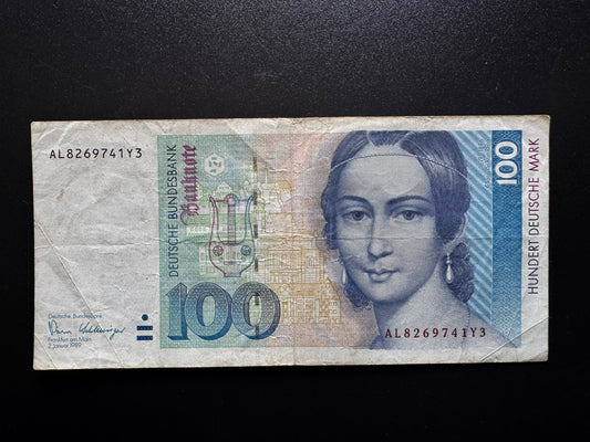 Germany 100 Mark Banknote 02,01, 1989 Rare Date Circulated Paper Bank Bill P-41