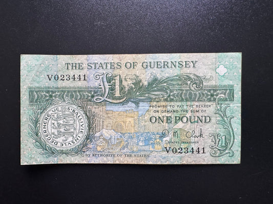 Guernsey 1 Pound Banknote 1991-2006 old Circulated Paper Money Bank Bill P-52c