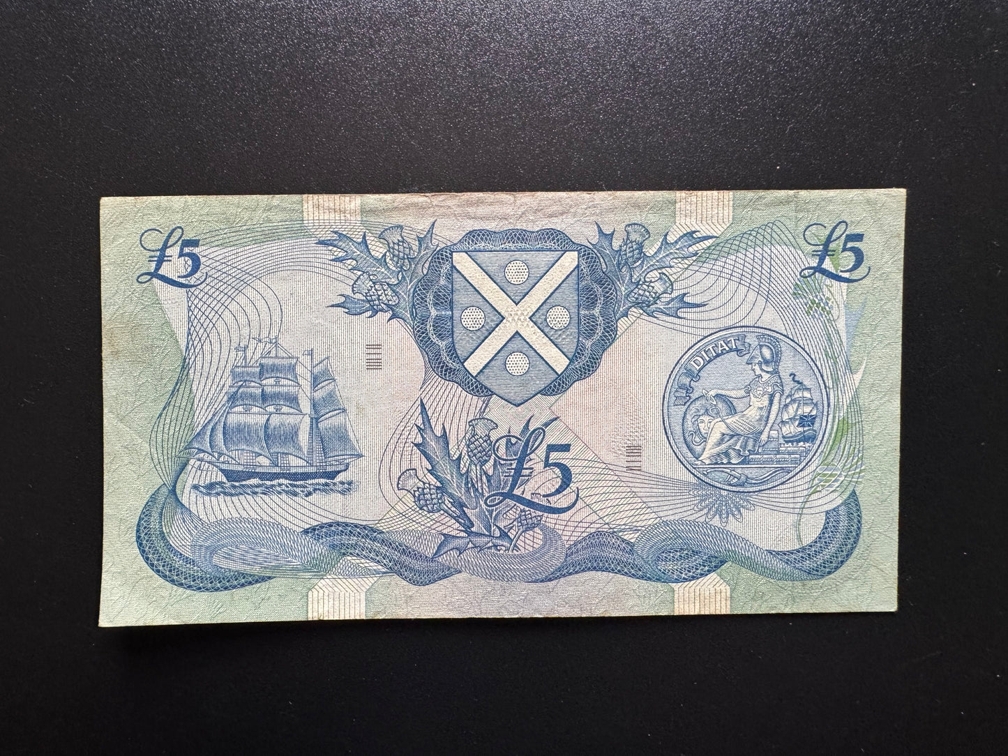 Bank of Scotland 5 Pounds Banknote 1980 Old VF Paper Bank Bill P-112d