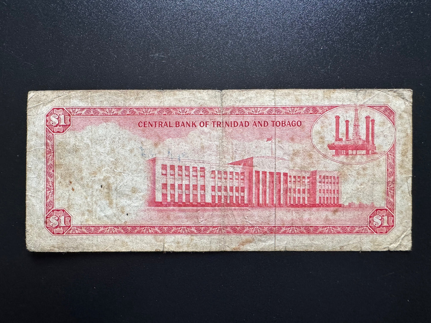 Trinidad & Tobago 1 Dollar Banknote 1977 Old Circulated Paper Bank Bill p-30