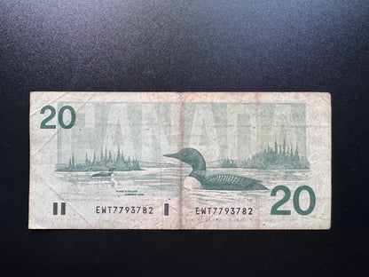 Canada 20 Dollars Banknote 1991 old Circulated CAD Paper Money Bank Bill P-97
