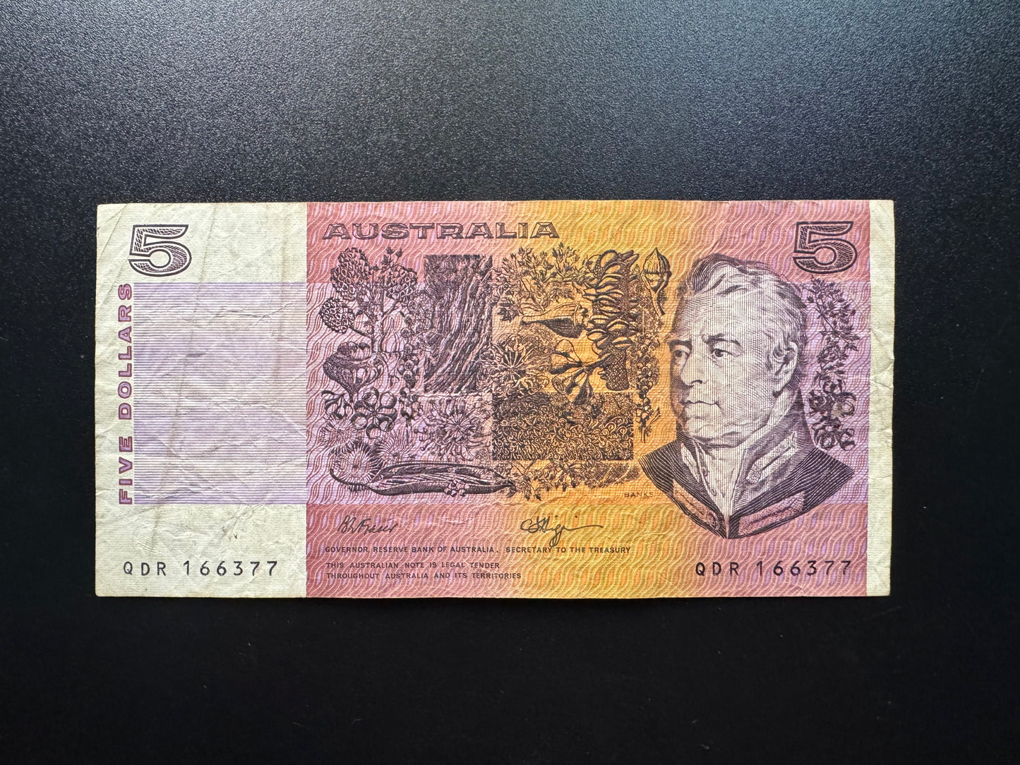 Australia 5 Dollars Banknote ND (1974-1991) Old Circulated Bank Bill P-44f