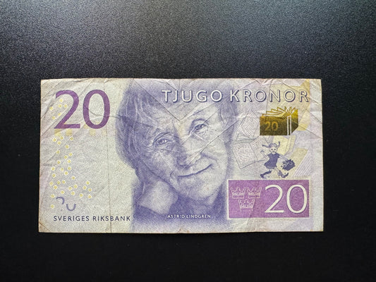 Sweden / Swedish 20 Kronor Banknote 2015 Old Circulated Paper Money Bank Bill p-69