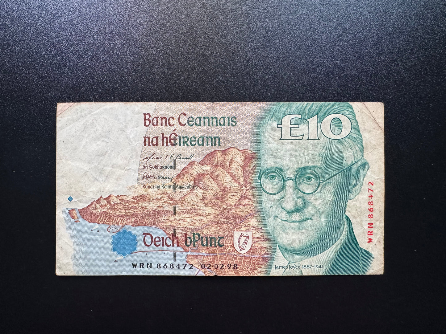 Ireland 10 Pounds Banknote 1998-02-02 Rare Date Old Circulated Bank Bills P-76b