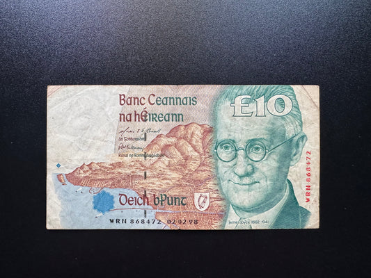Ireland 10 Pounds Banknote 1998-02-02 Rare Date Old Circulated Bank Bills P-76b