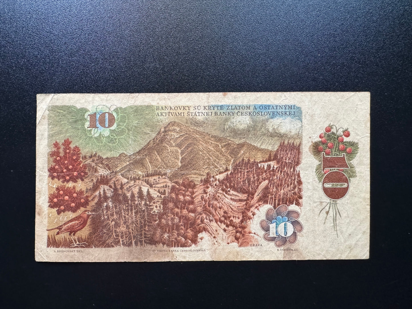 Czechoslovakia 10 Korun Banknote 1986 Old Circulated Paper Money Bank Bills P-94